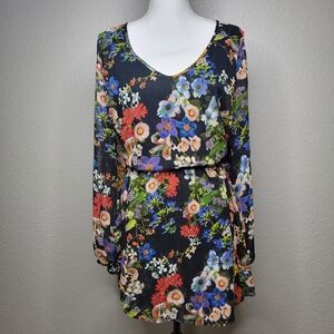 Show Me Your Mumu Floral Rainey Long Sleeve Mini Dress Size Small